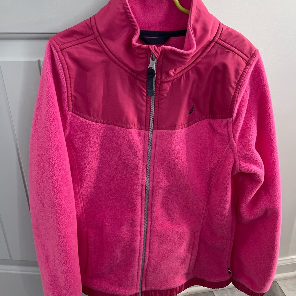 Girls Large Nautica fleece pink jacket
